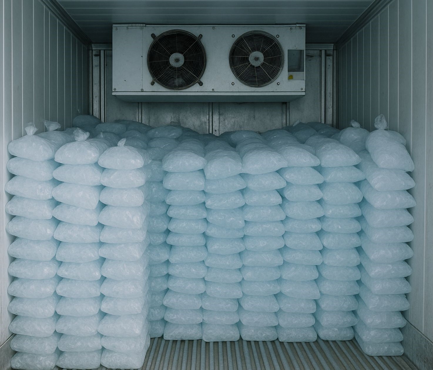 Freezer trailer with ice inside