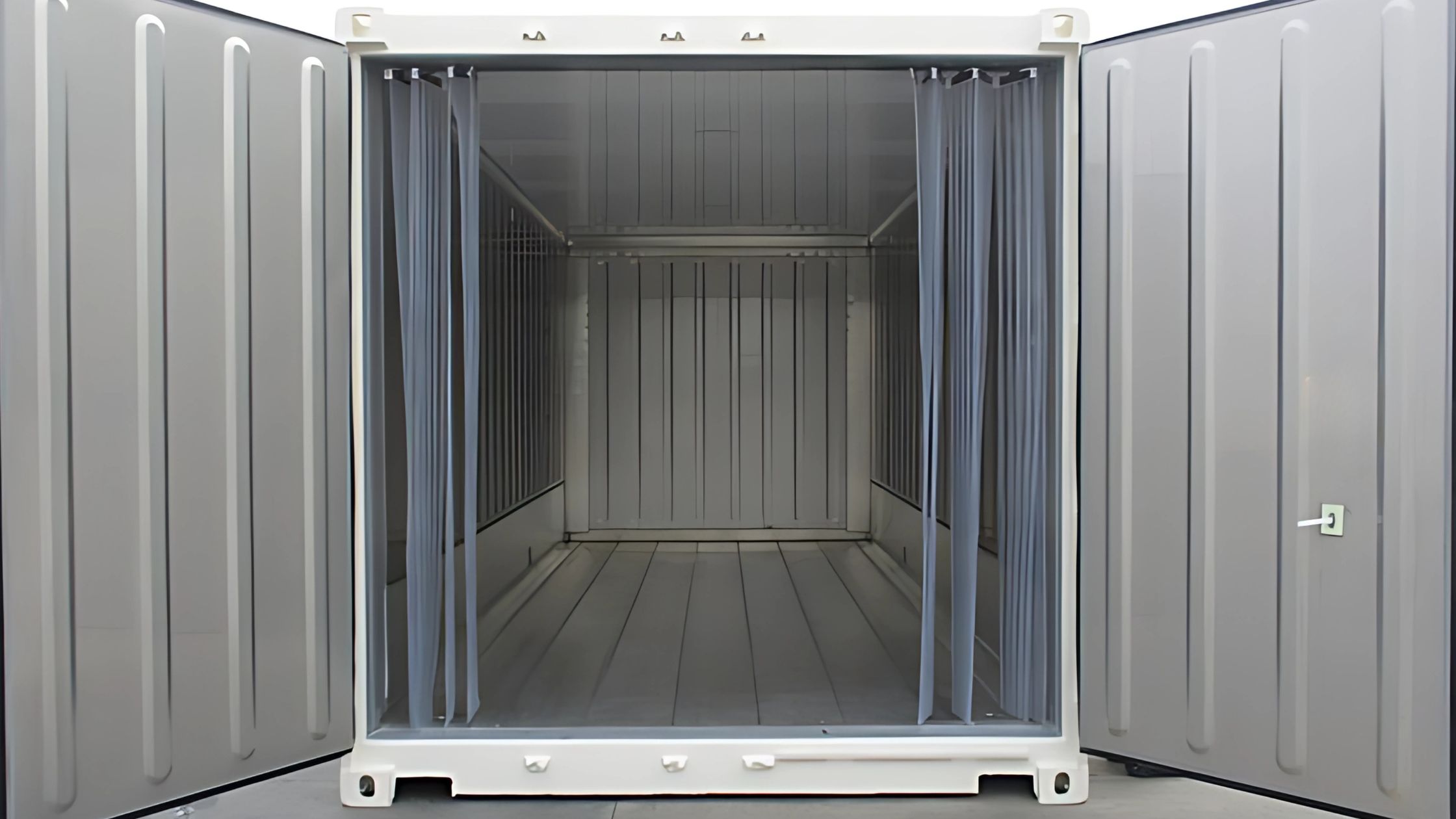Interior view of a freezer trailer with stainless steel walls