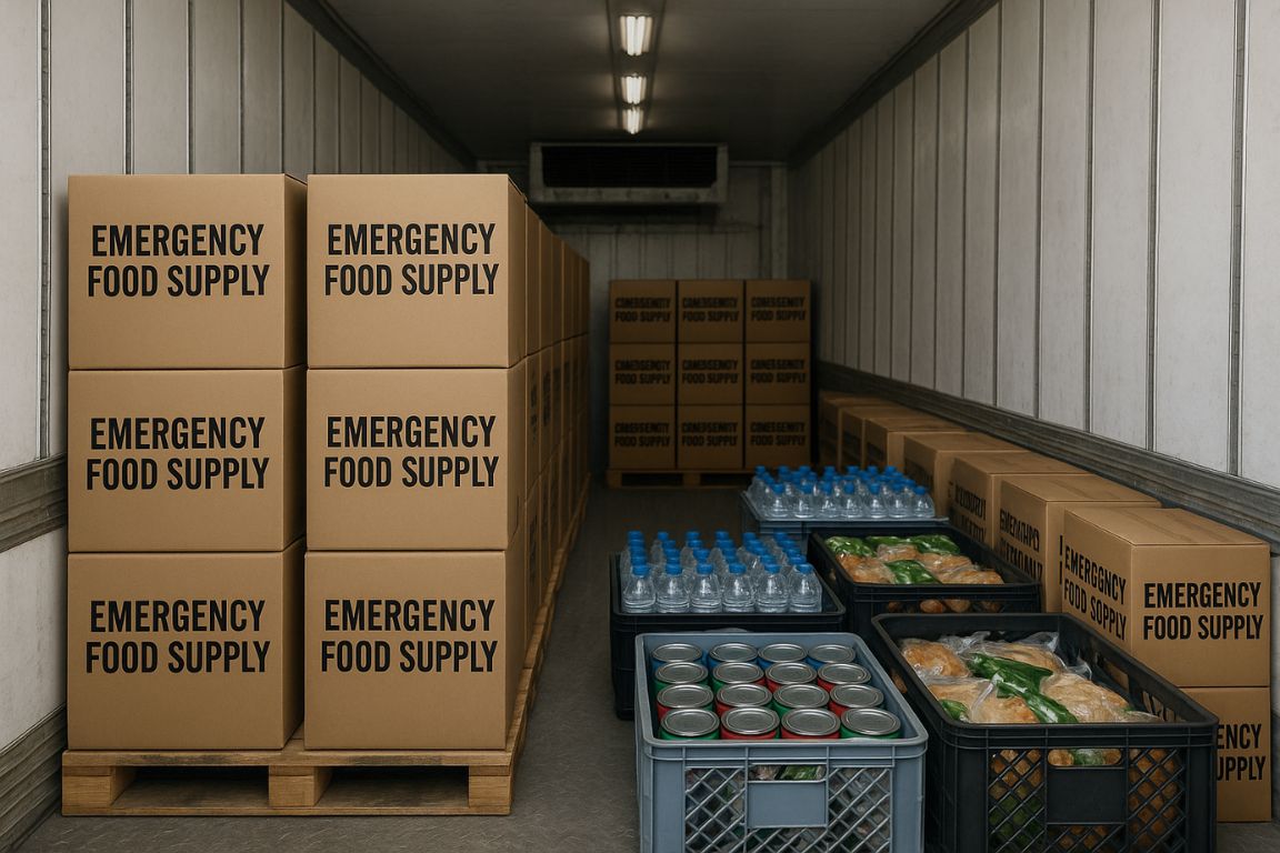 Emergency food cold storage trailer for disaster preparedness