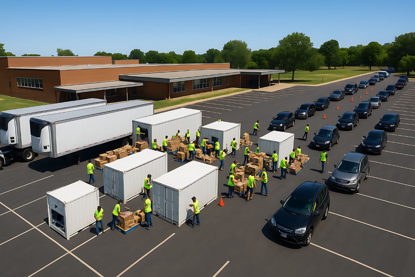 Natural disaster distribution center for relief supplies