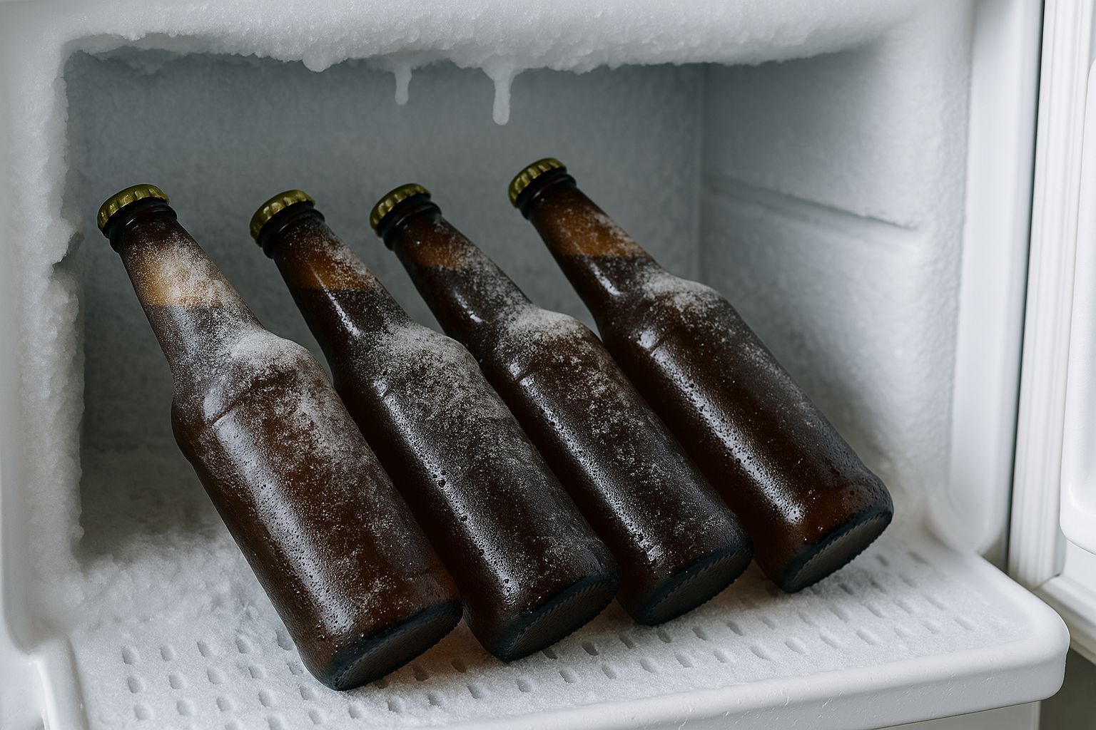 What temp does beer freeze with beer bottles in the freezer