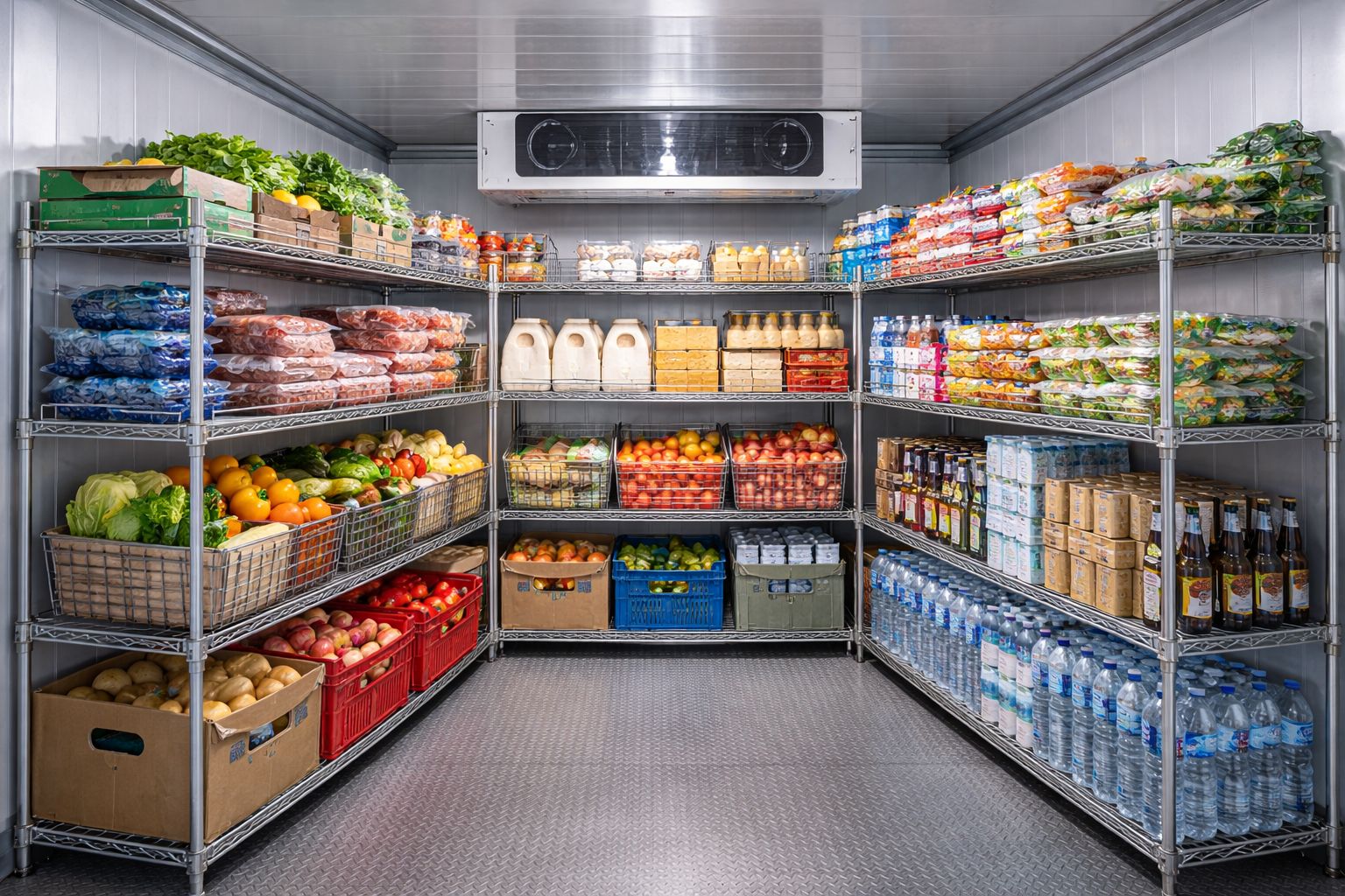 Food storage inside a refrigerated container
