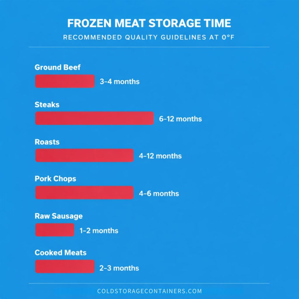 graphic displaying different frozen meat storage times 
