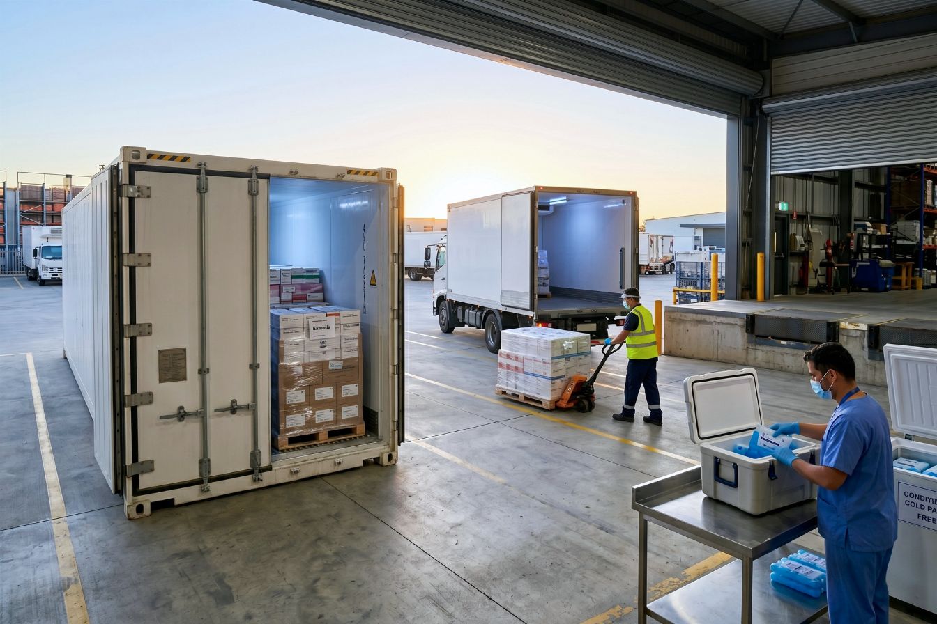 Medical loading dock with reefer containers 