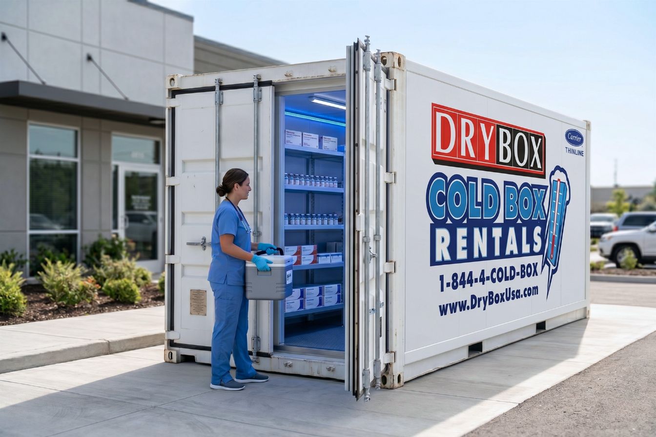 woman loading a cold storage container for medical distribution 