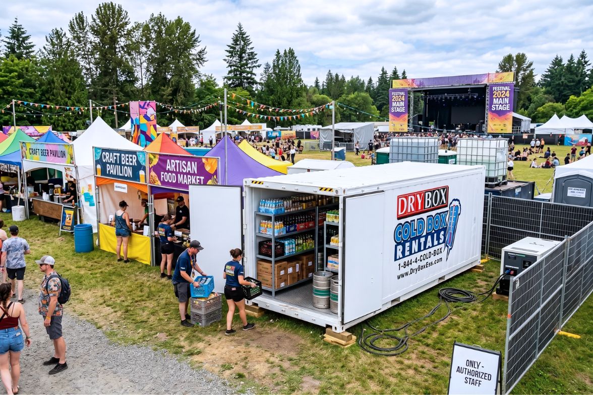 music festival using a portable cold storage container