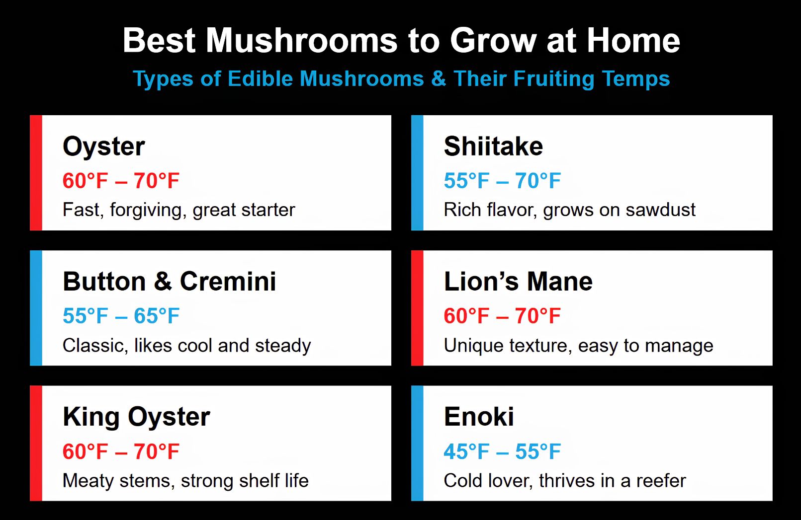 Graphic about the Best Mushrooms to Grow at Home