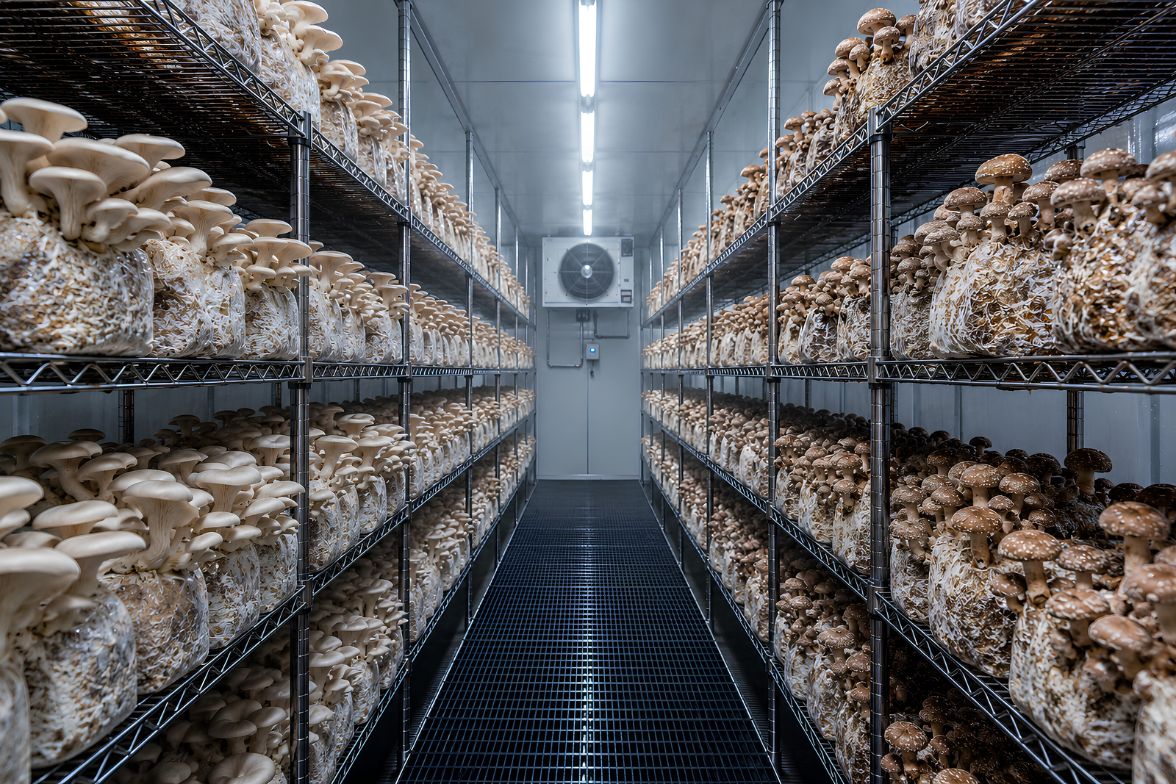 Large Shipping container mushroom farm